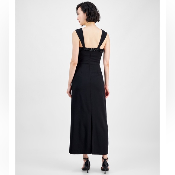 Taylor Black Evening Formal Dress with Beaded Neckline - Picture 15 of 16